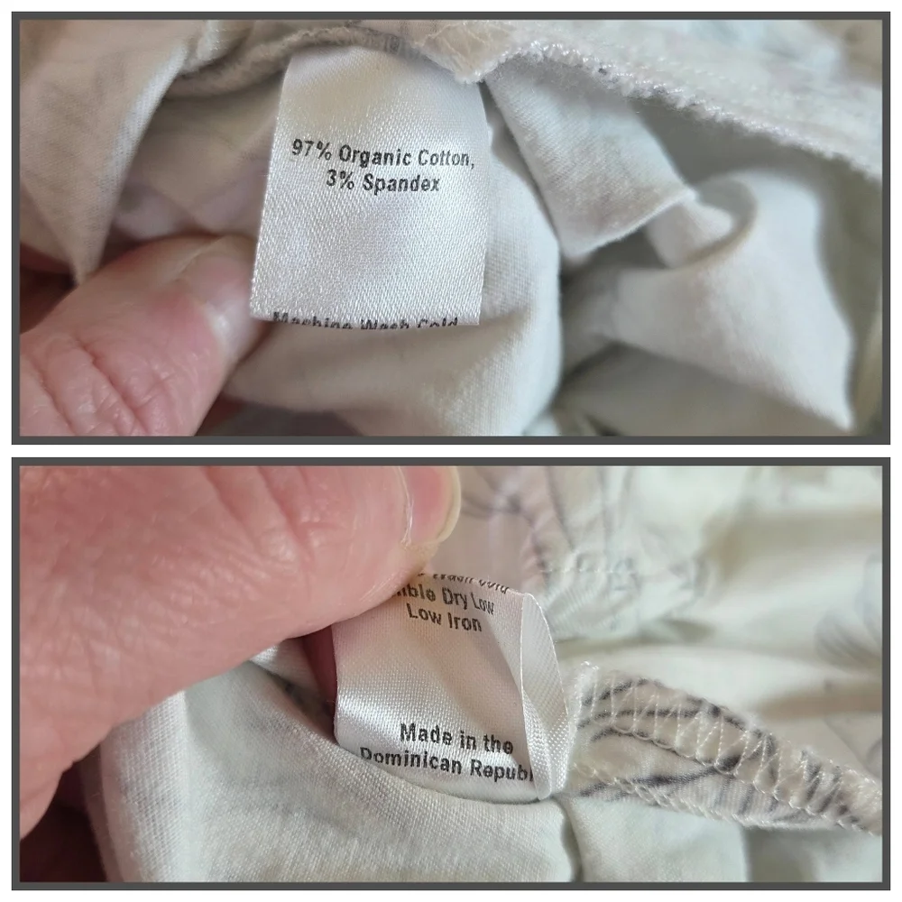 The Kit White Cotton Wide Leg Cargo Botanical Paint-By-Number Pants Sz 26